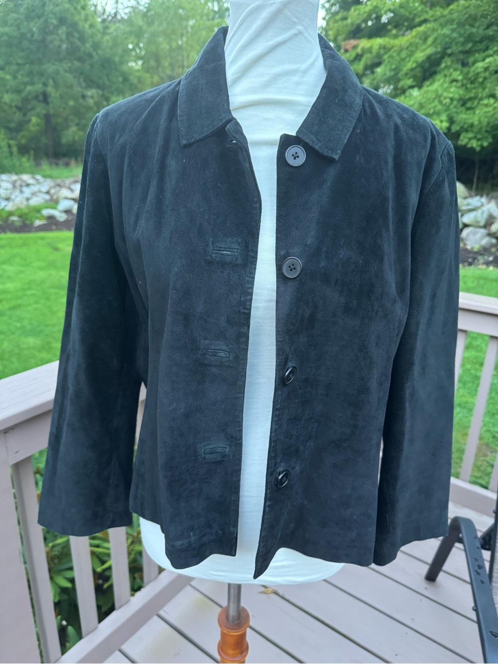 Alfani Petite suede leather blazer jacket black vintage